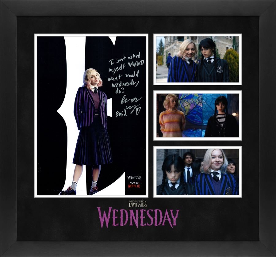 Wednesday Framed Display Signed by Emma Myers - Memorabilia Framers Shop